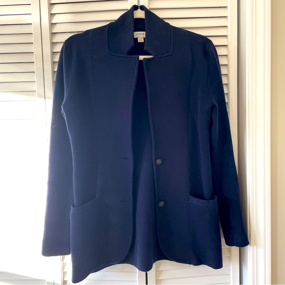 J Crew Factory Navy Sweater Blazer